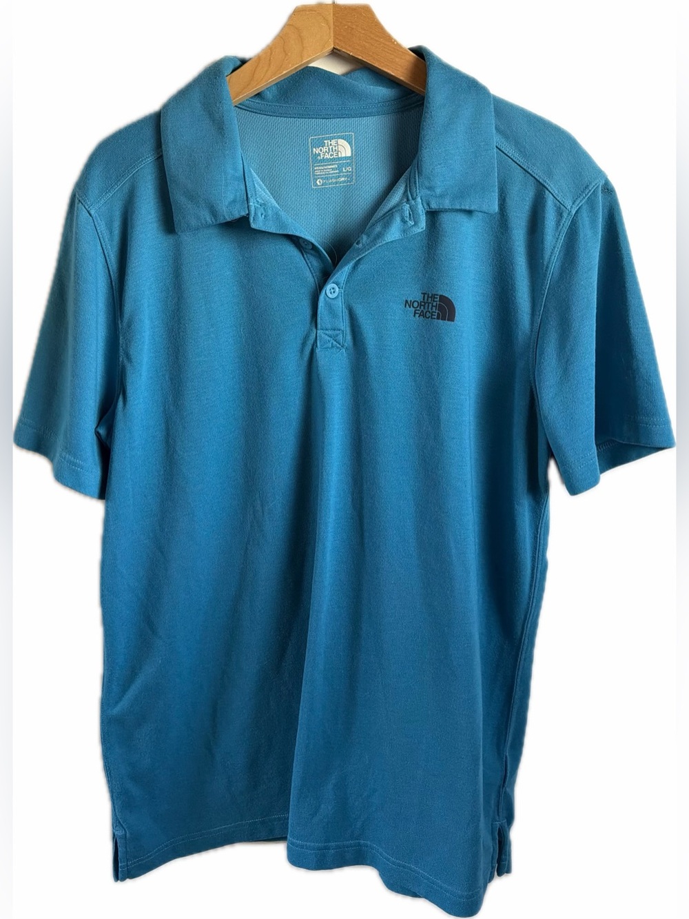The North Face Men's Teal-Blue Polo Shirt with Logo